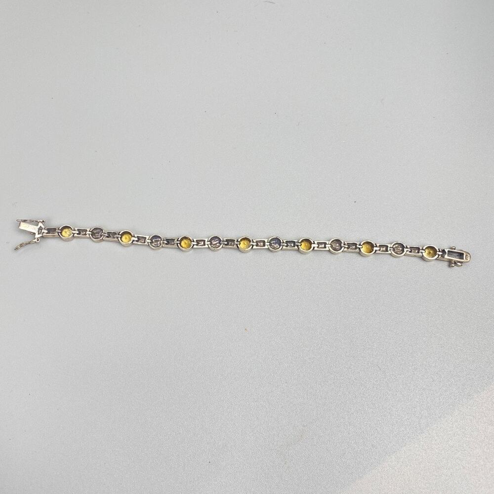 Sterling Silver Citrine Marcasite Bracelet 8” Thai 925 - Picture 10 of 11